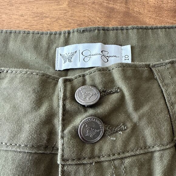 Jessica Simpson Pants Women 10 Green Flat Front Cargo Pant NWT Adjustable Hem - Picture 4 of 11